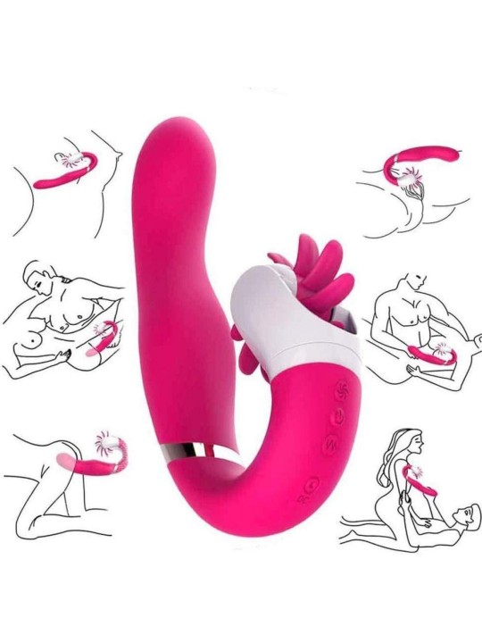Vibrador Doble motor 12 velocidades de rotación lengua Oral lamiendo clítoris
